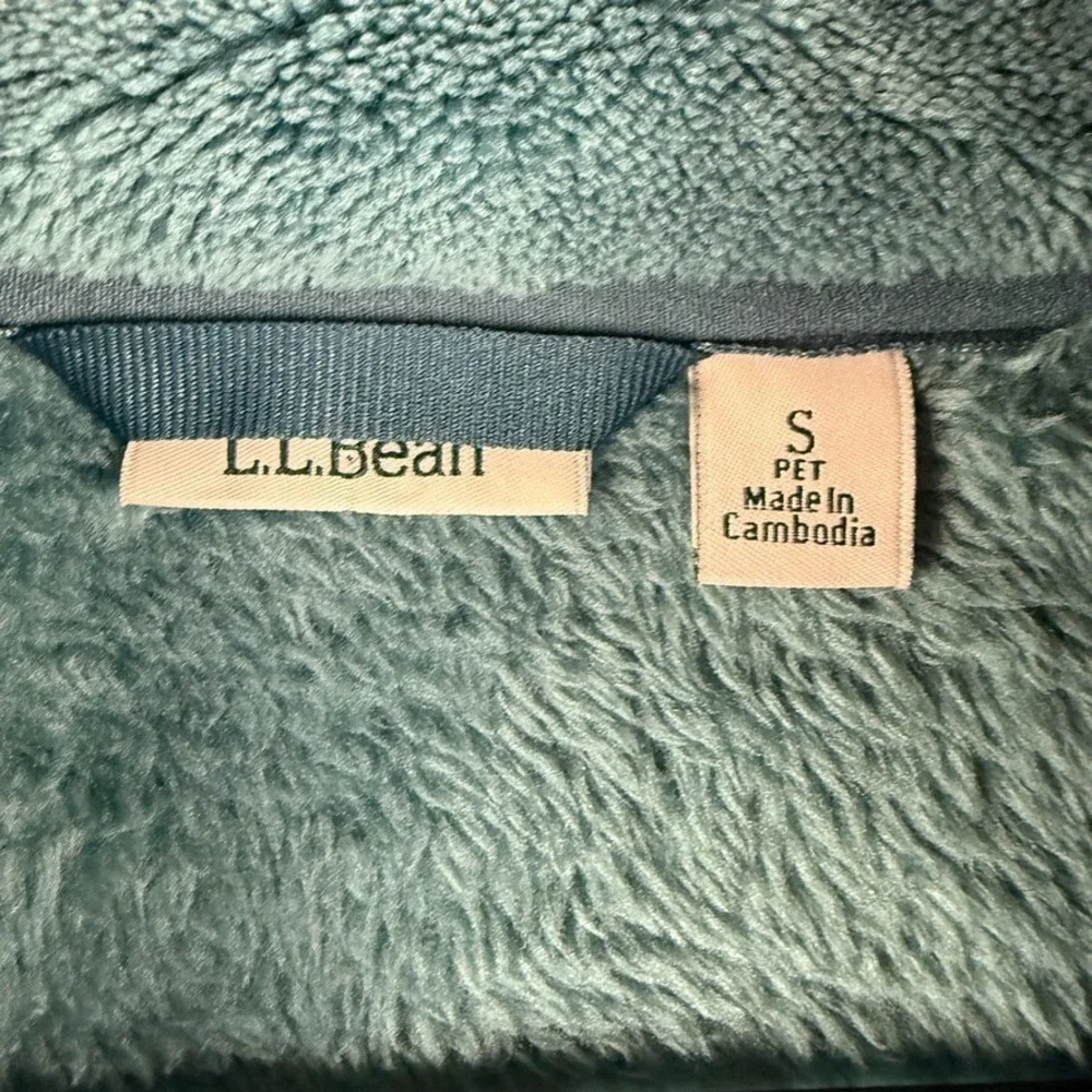 LL Bean Snap T Fleece Womens Small Green Sherpa Sweater Sweatshirt Pockets